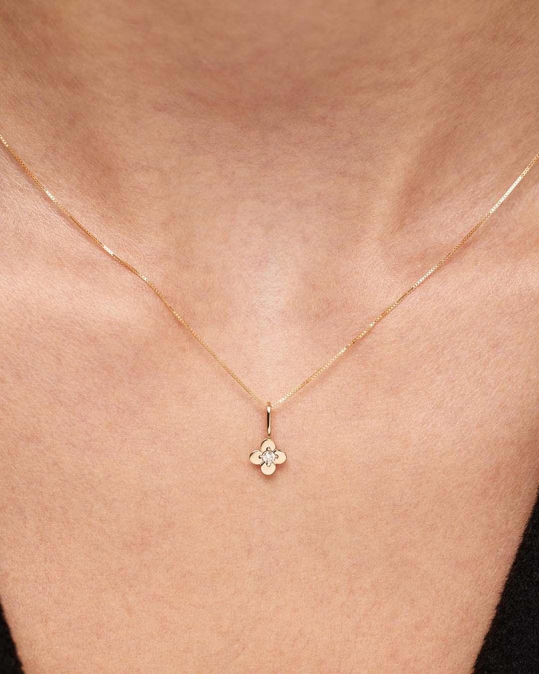 Solid Gold Diamond Solid Bloom Spring Ring Clasp Fine Flower Pendant Necklaces Ana Luisa Diamond Flower Charm Necklace