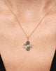 Solid Yellow Gold - Large Diamond Flower Charm Necklace