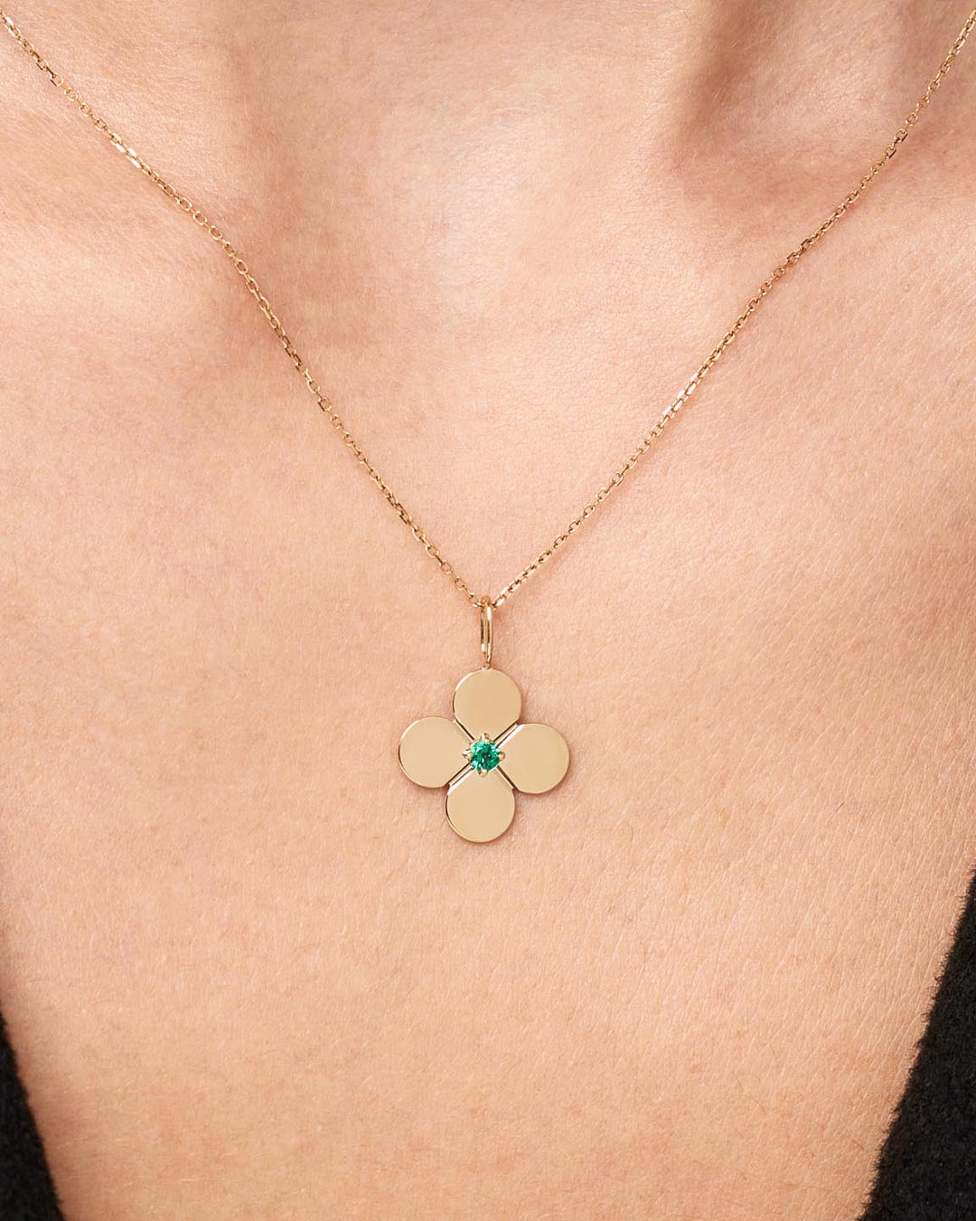 Solid Gold Emerald Solid Bloom Fine Green Flower Pendants Necklace Charms For Women Ana Luisa Gold Flower Charm Emerald
