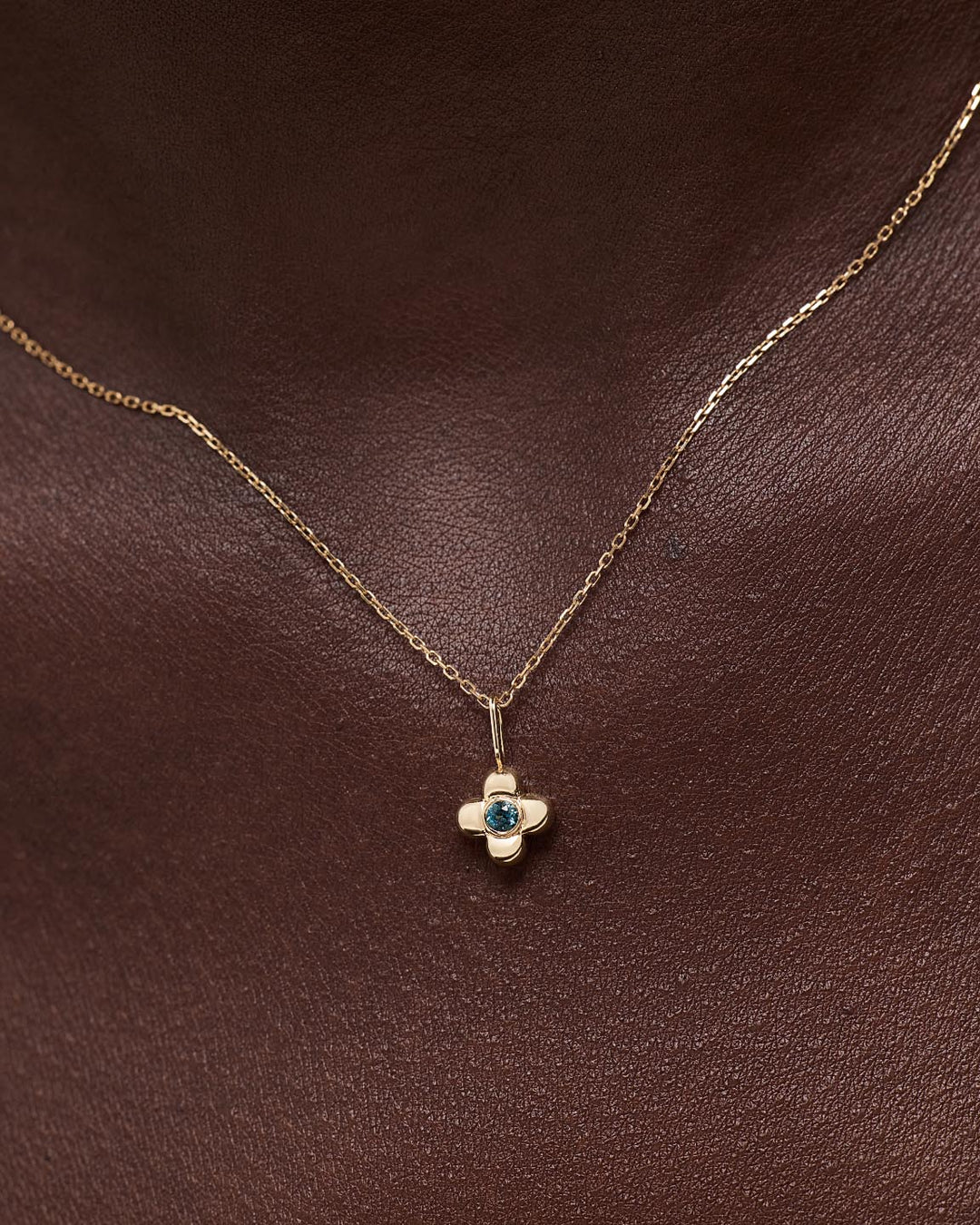 Solid Yellow Gold - London Blue Topaz Mini Liora Charm
