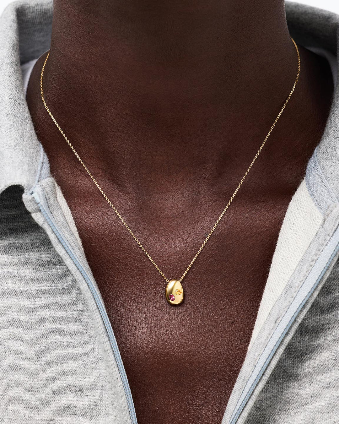 Solid Yellow Gold - 2 Stone Memento Necklace