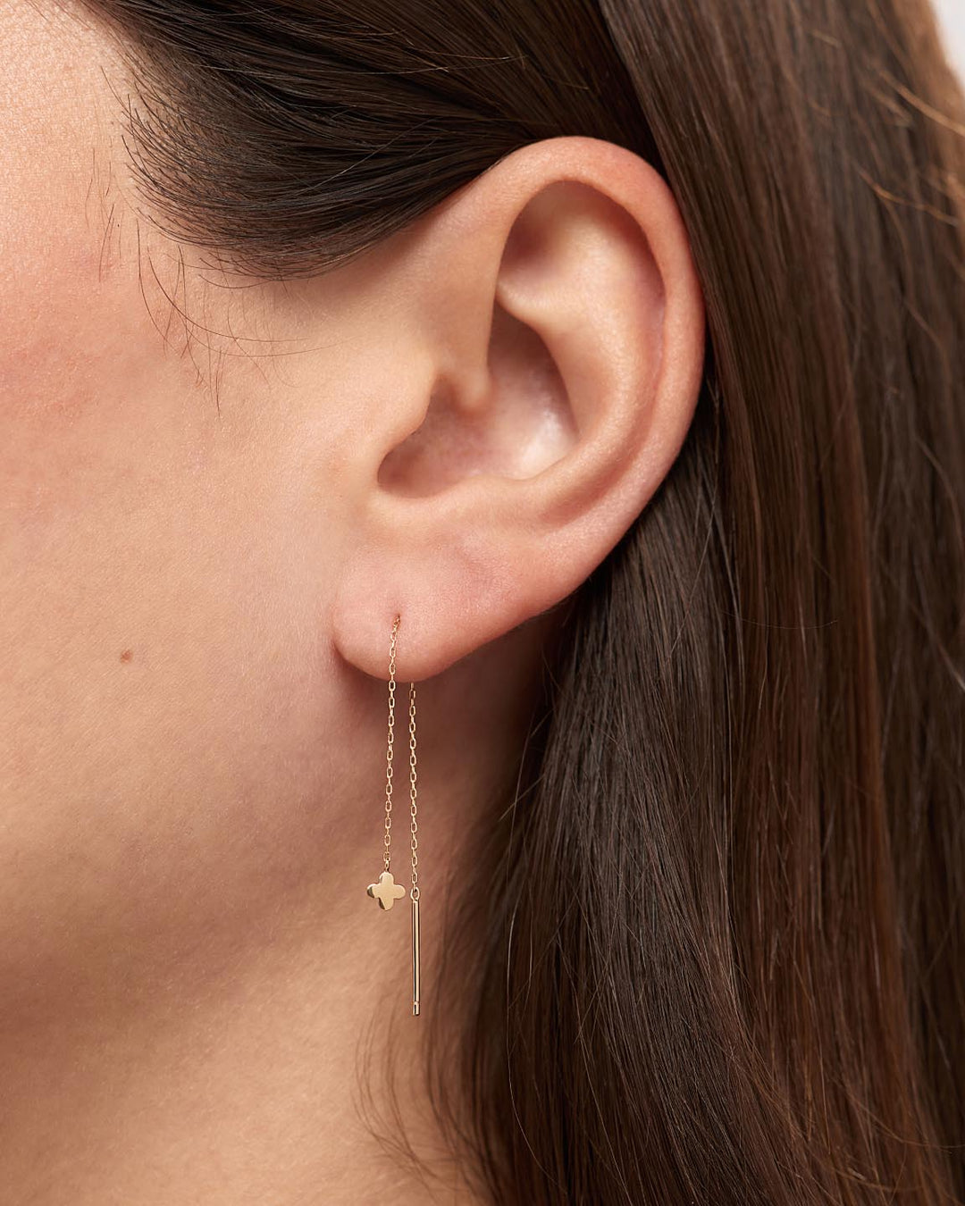 Solid Gold Solid Bloom Fine Flower Threader Earrings Ana Luisa Mini Flower Threaders