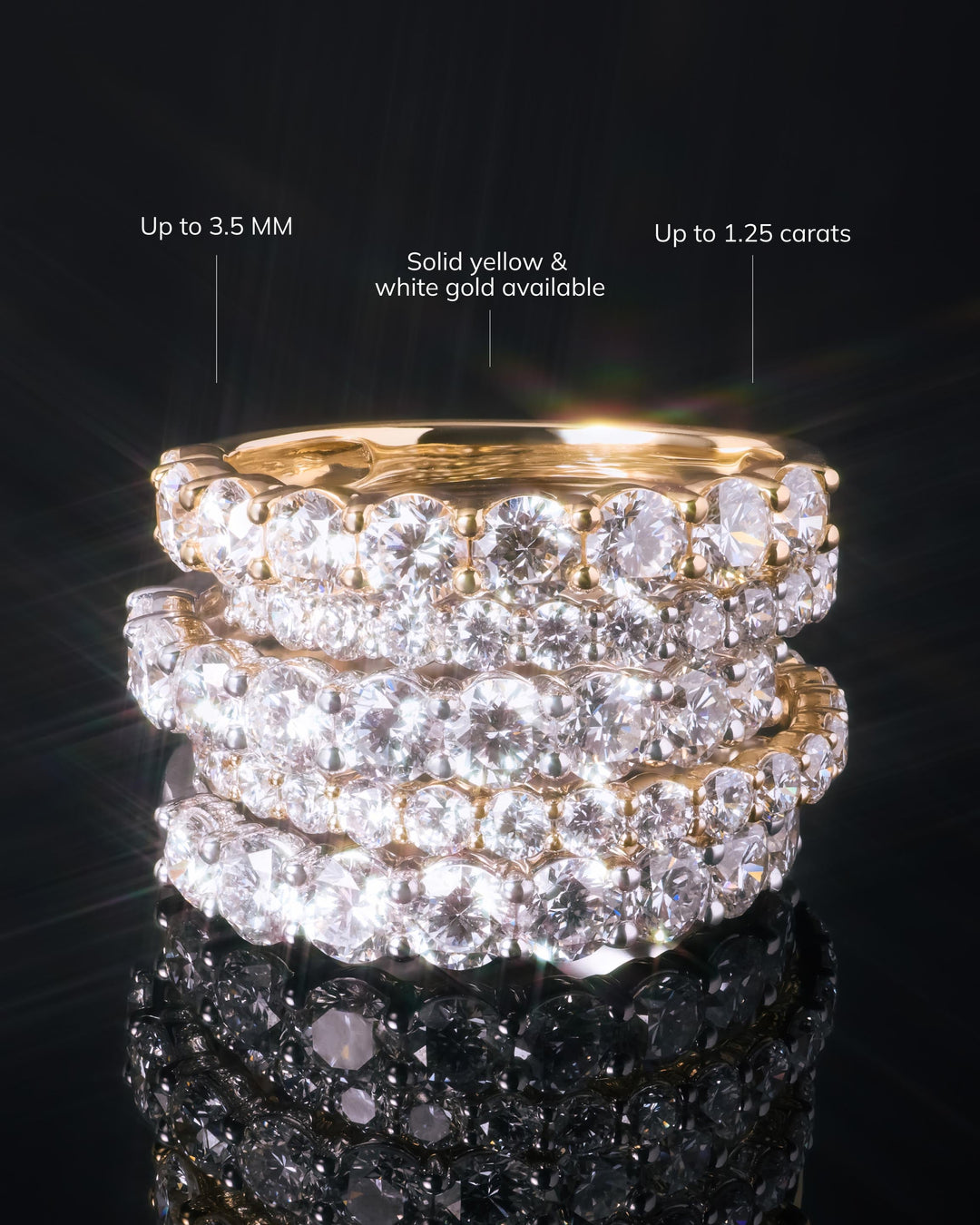 Solid White Gold - Half Eternity Diamond Ring (1.25 ctw)