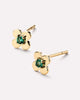 Solid Yellow Gold - Emerald Mini Flower Studs