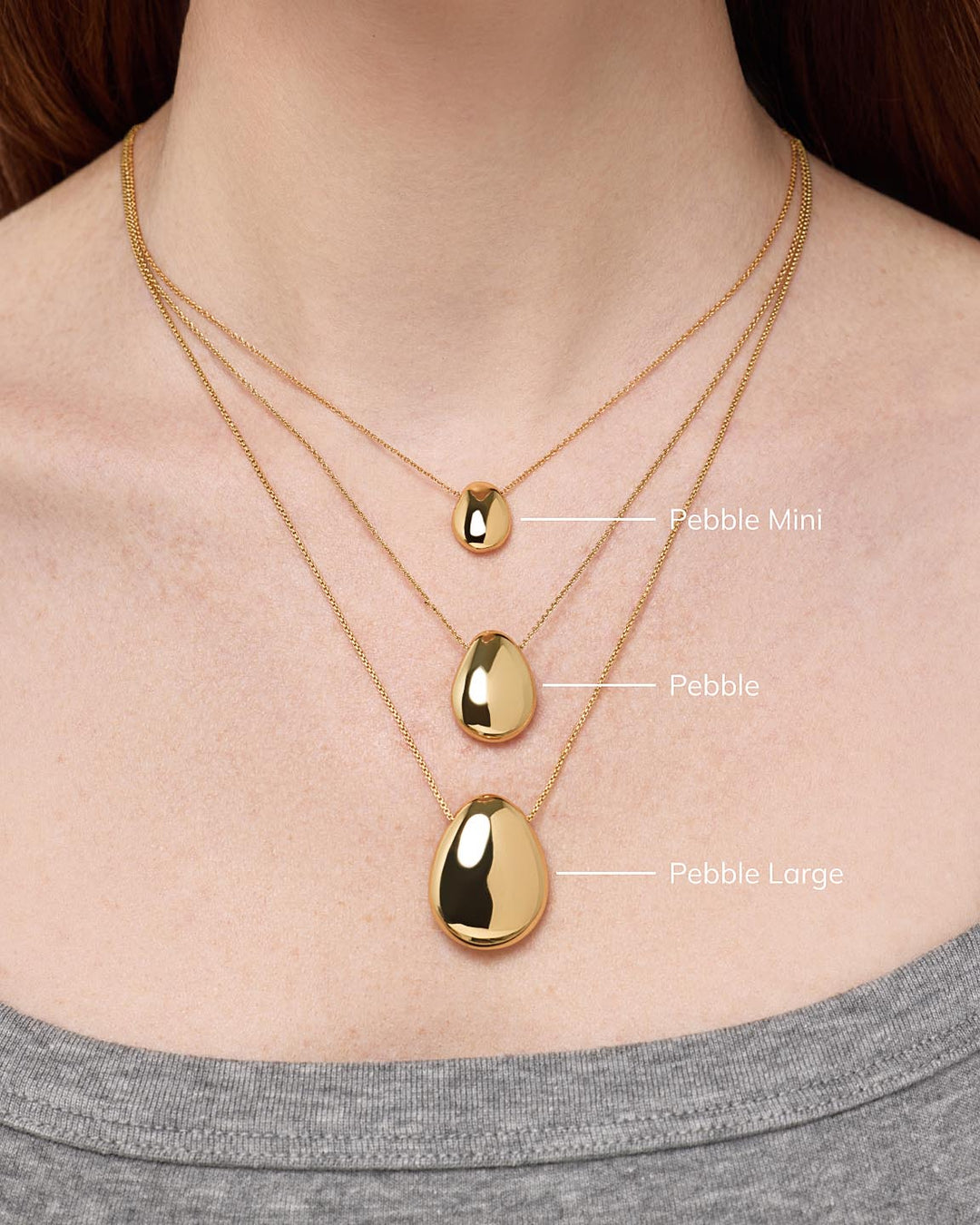 Gold Pendant Necklace - Pebble