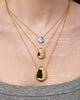Gold Statement Necklace - Pebble Mini Marble Blue