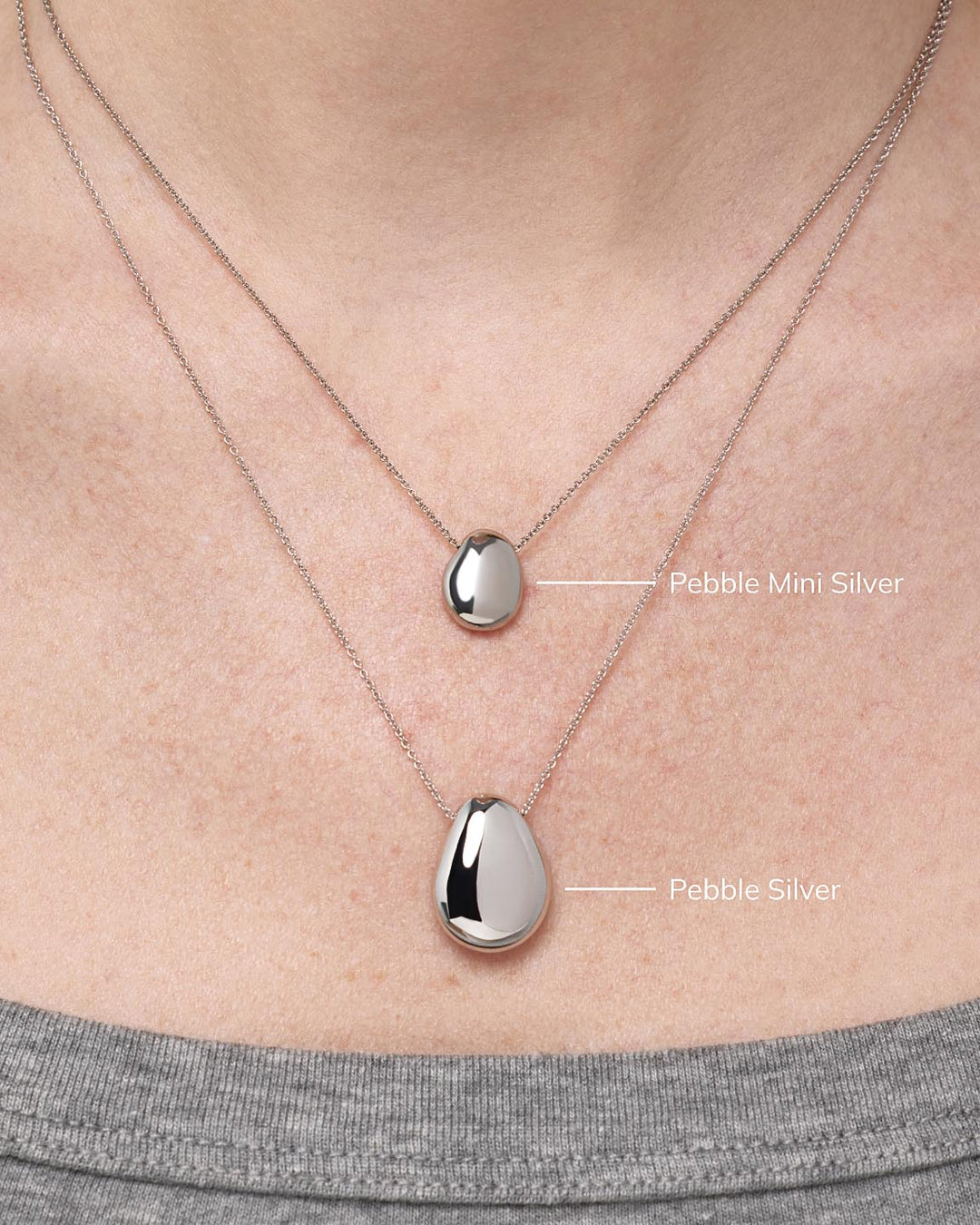 Silver Pendant Necklace - Pebble Mini Silver