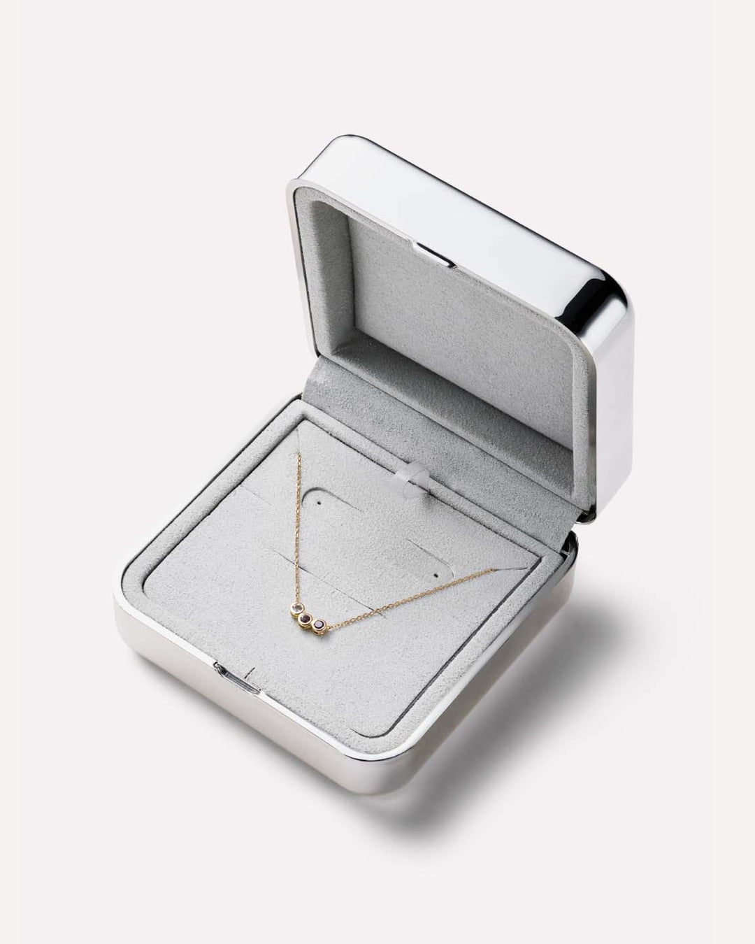 Solid Yellow Gold - 3 Stone Birthstone Necklace