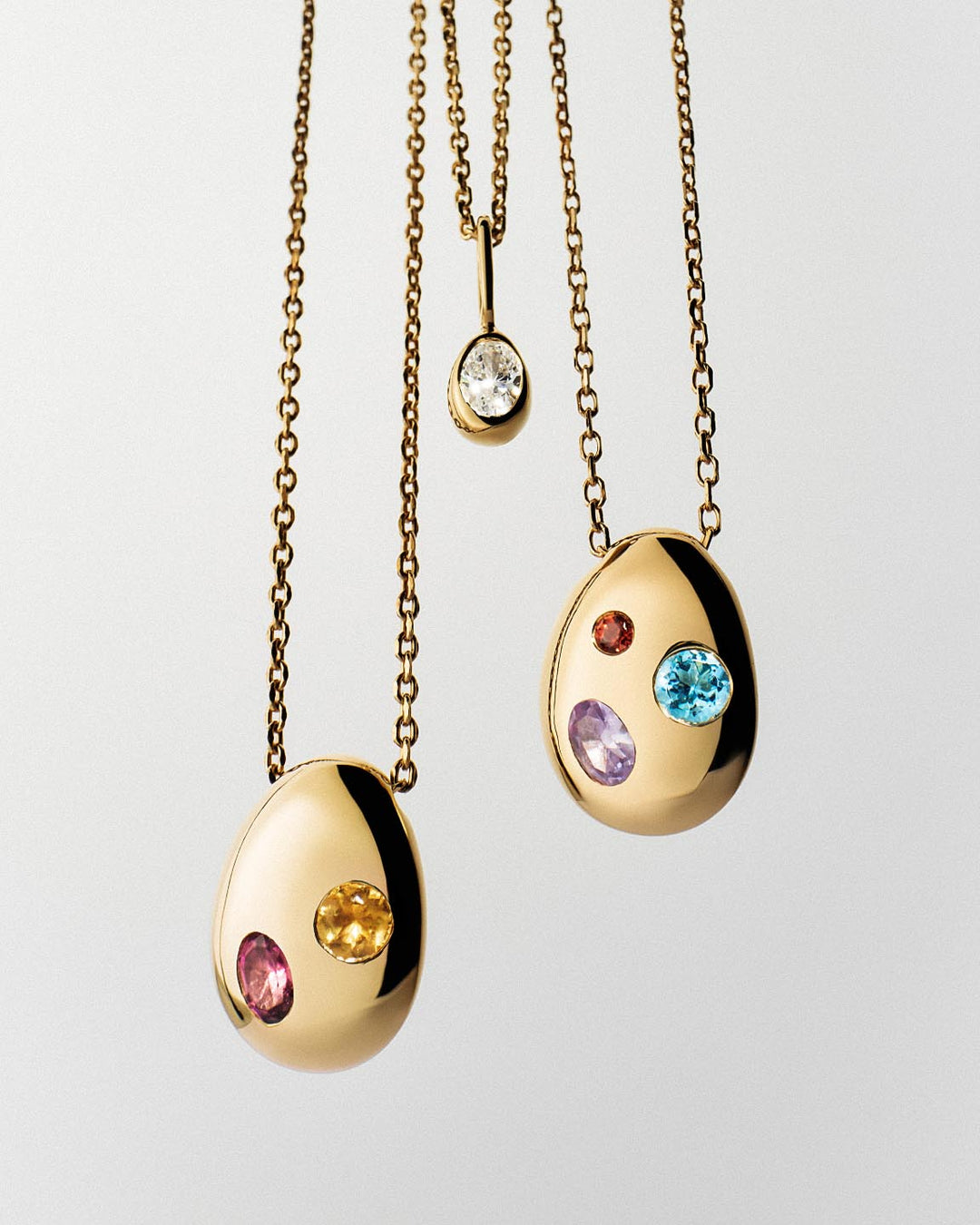 Solid Yellow Gold - 2 Stone Memento Necklace