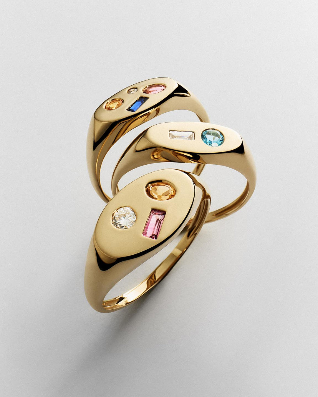 Birthstone Ring - 2 Stone Signature Signet Ring