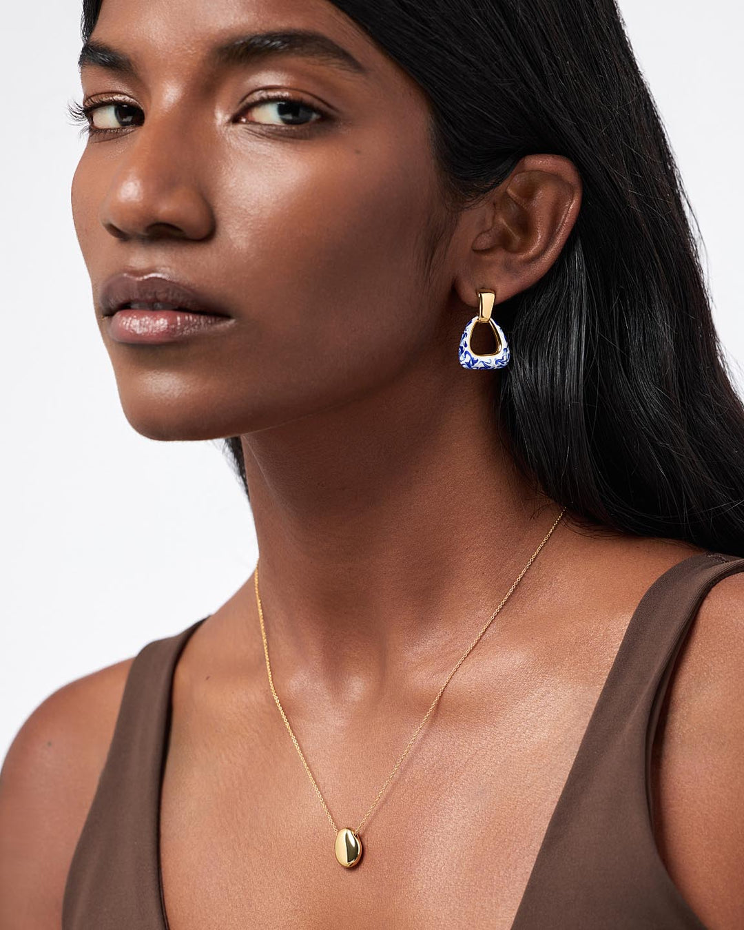 Drop Earrings - Dakota Door Knocker Marble Blue