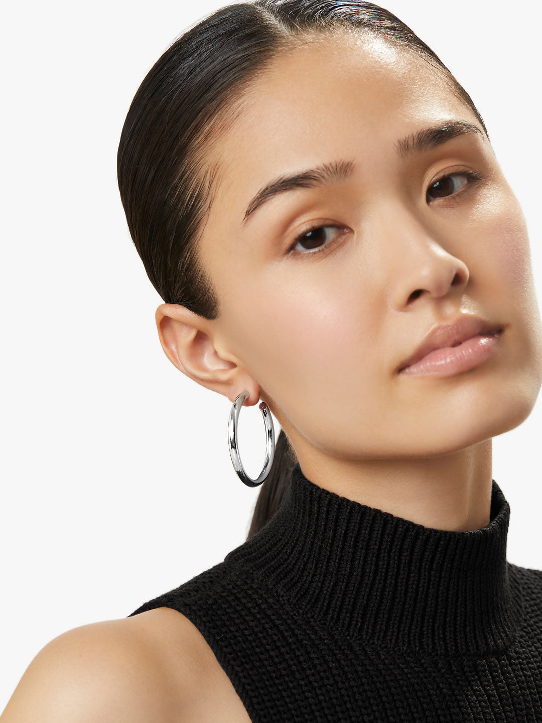 Silver Hoop Earrings - Tia Medium Silver