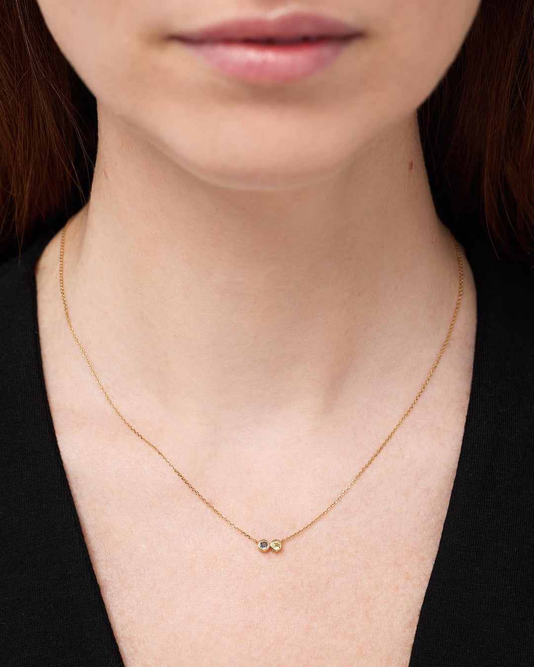 Birthstone Necklace - 2 Stone Birthstone Necklace