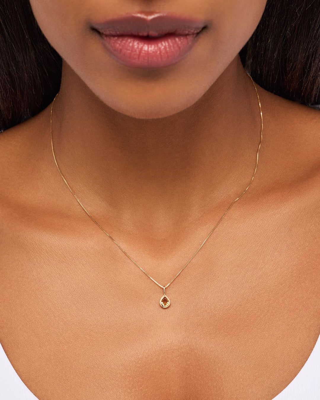 Solid Gold Amethyst Blue Sapphire Blue Topaz Yellow Citrine Semi Precious Stones Birthstones Pendant Necklaces For Women Ana Luisa Teardrop Necklace Citrine