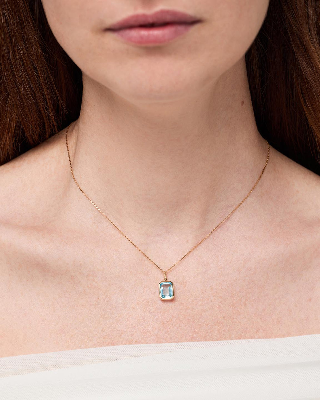 Solid Yellow Gold - Blue Topaz Spritz Charm