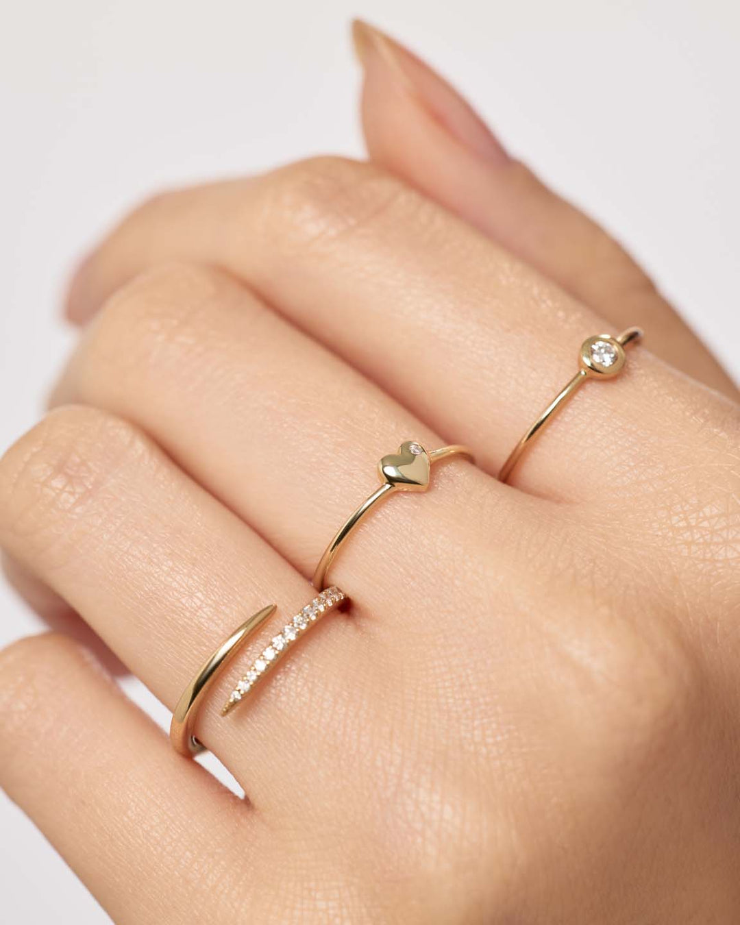Solid Yellow Gold - Mini Diamond Heart Ring