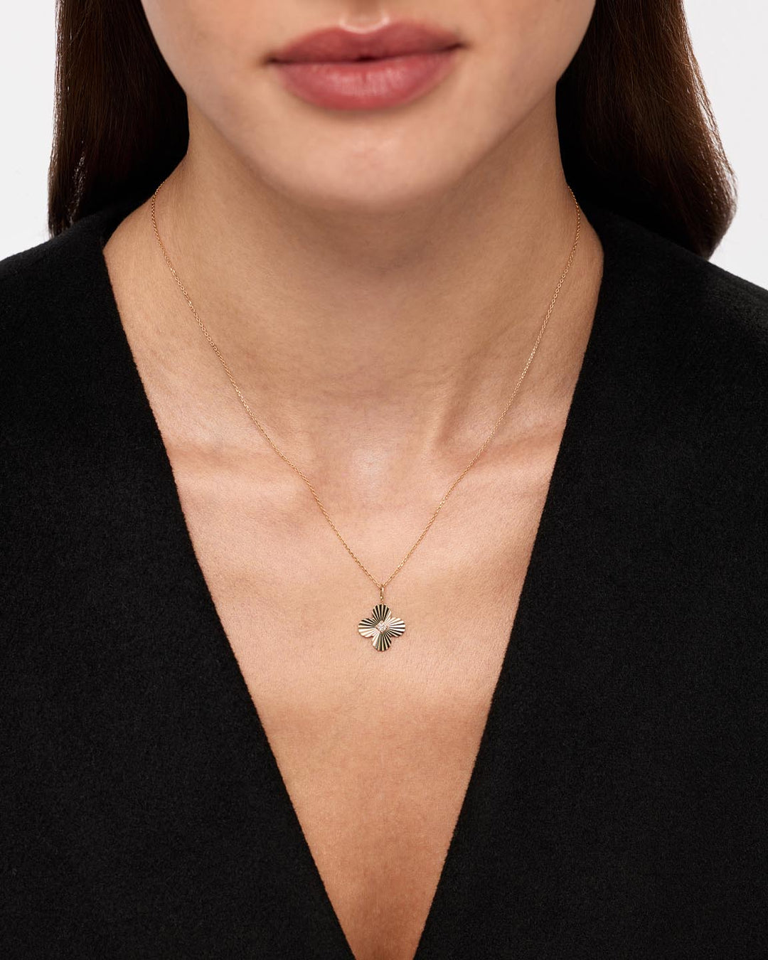 Solid Gold Diamond Solid Bloom Fine Green Flower Pendants Necklace Charms For Women Ana Luisa Flower Charm Diamond