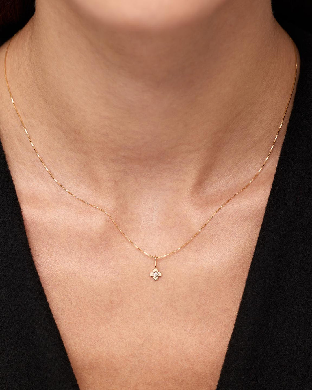 Solid Gold Diamond Solid Bloom Spring Ring Clasp Fine Flower Pendant Necklaces Ana Luisa Diamond Flower Charm Necklace