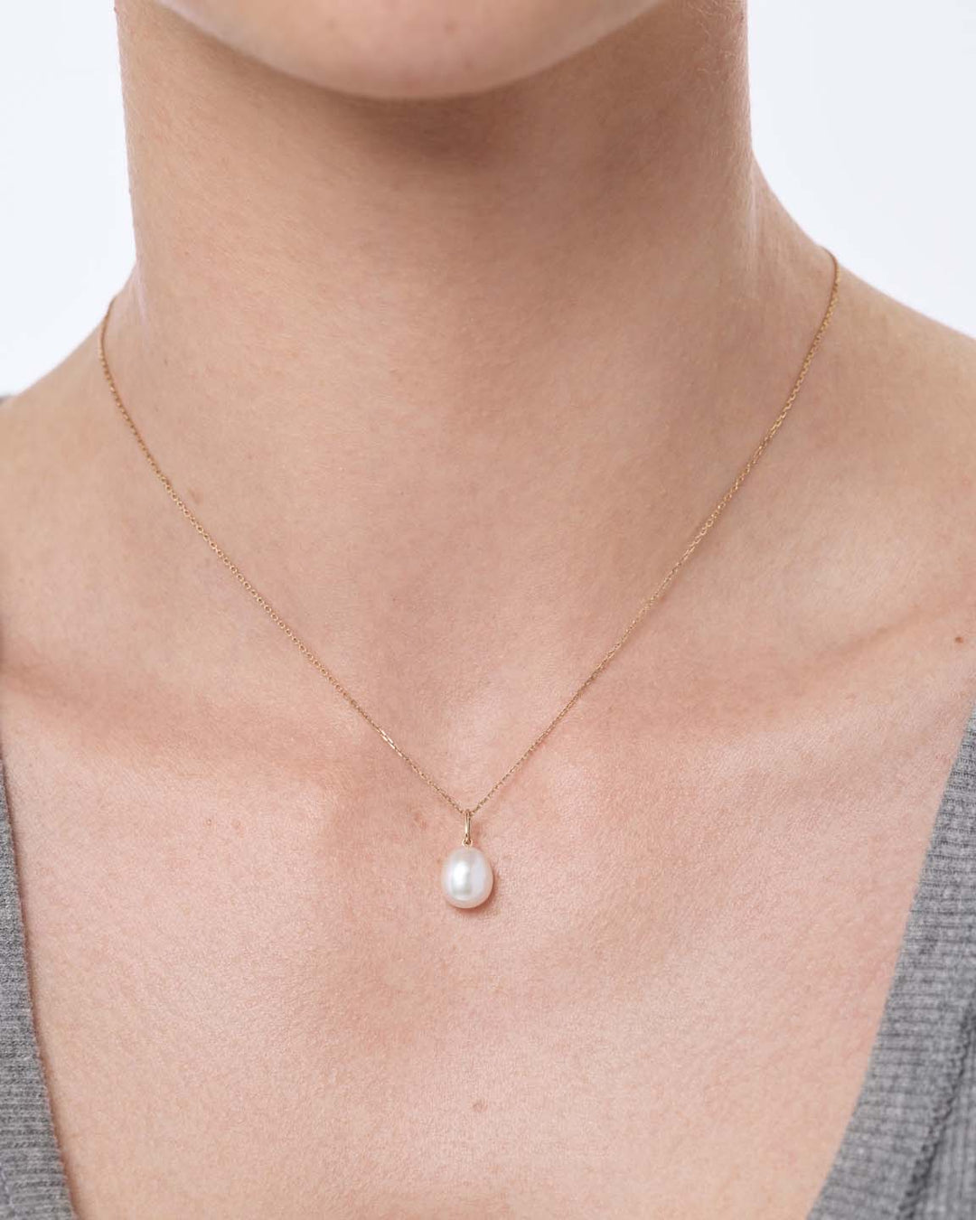 Solid Yellow Gold - Organic Pearl Charm