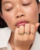 Solid Yellow Gold - Two Tone Trio Diamond Link Ring
