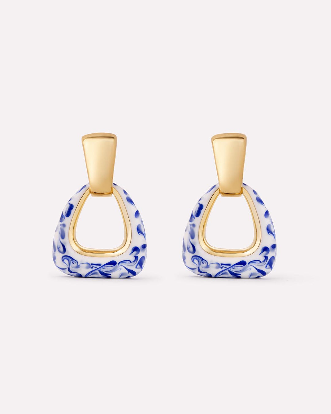 Drop Earrings - Dakota Door Knocker Marble Blue