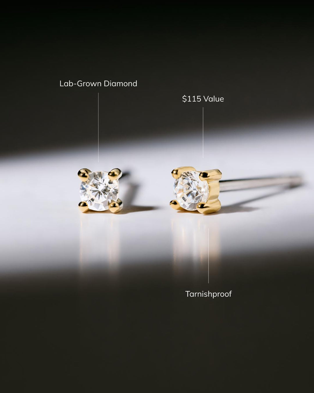 14K Gold Plated Sterling Silver Diamonds Stud Earrings For Women Ana Luisa Diamond Studs