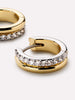 14K Gold Rhodium Plated Cubic Zirconia Classic Two Tone Huggie Hoops Earrings For Women Ana Luisa Asher Pave