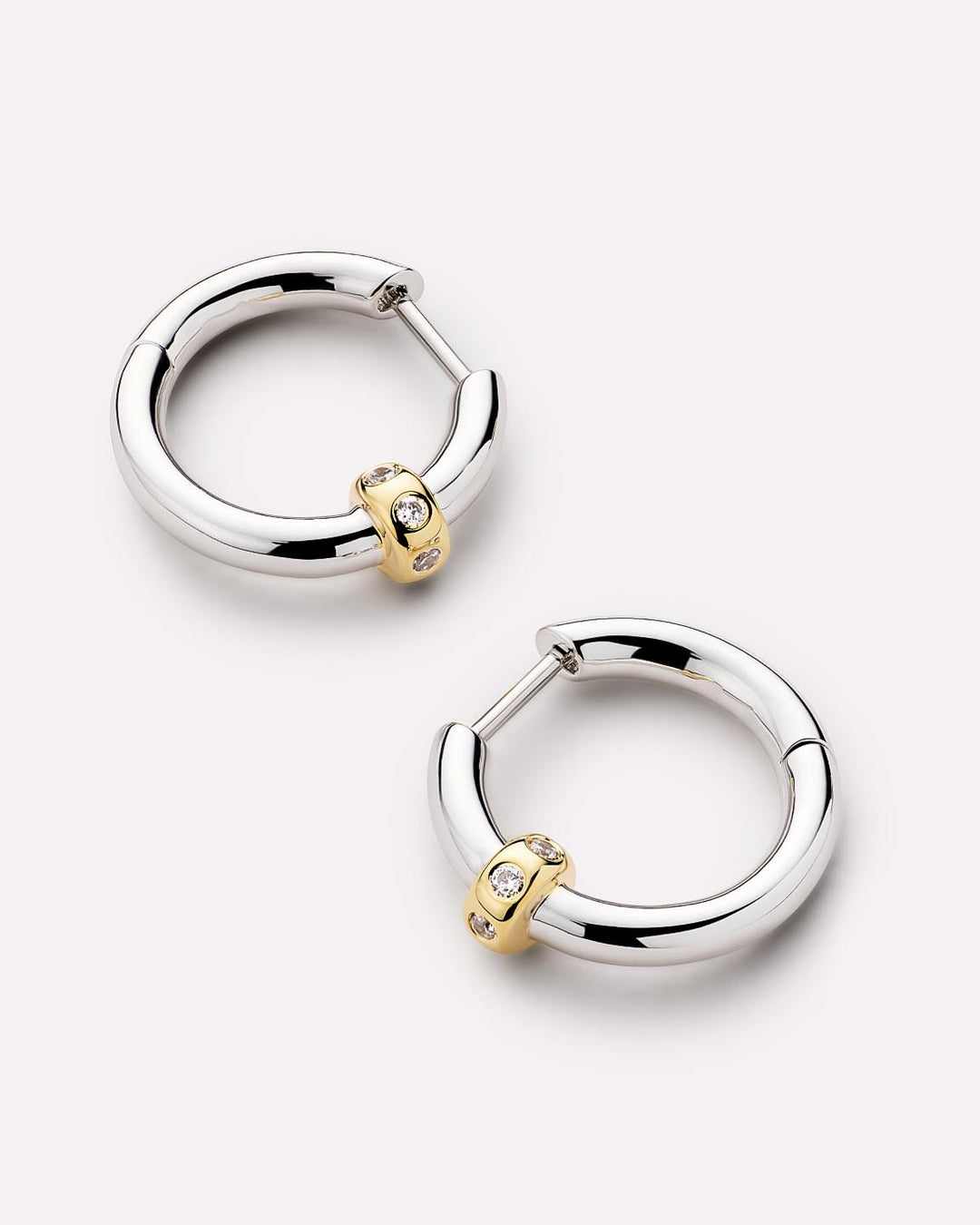 14K Gold Rhodium Plated Two Tone Edgy Hoop Earrings For Women Ana Luisa Cyrus