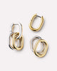 14K Rhodium Plated Link Two Tone Drop Earrings For Women Ana Luisa Ash Double Two Tone Links