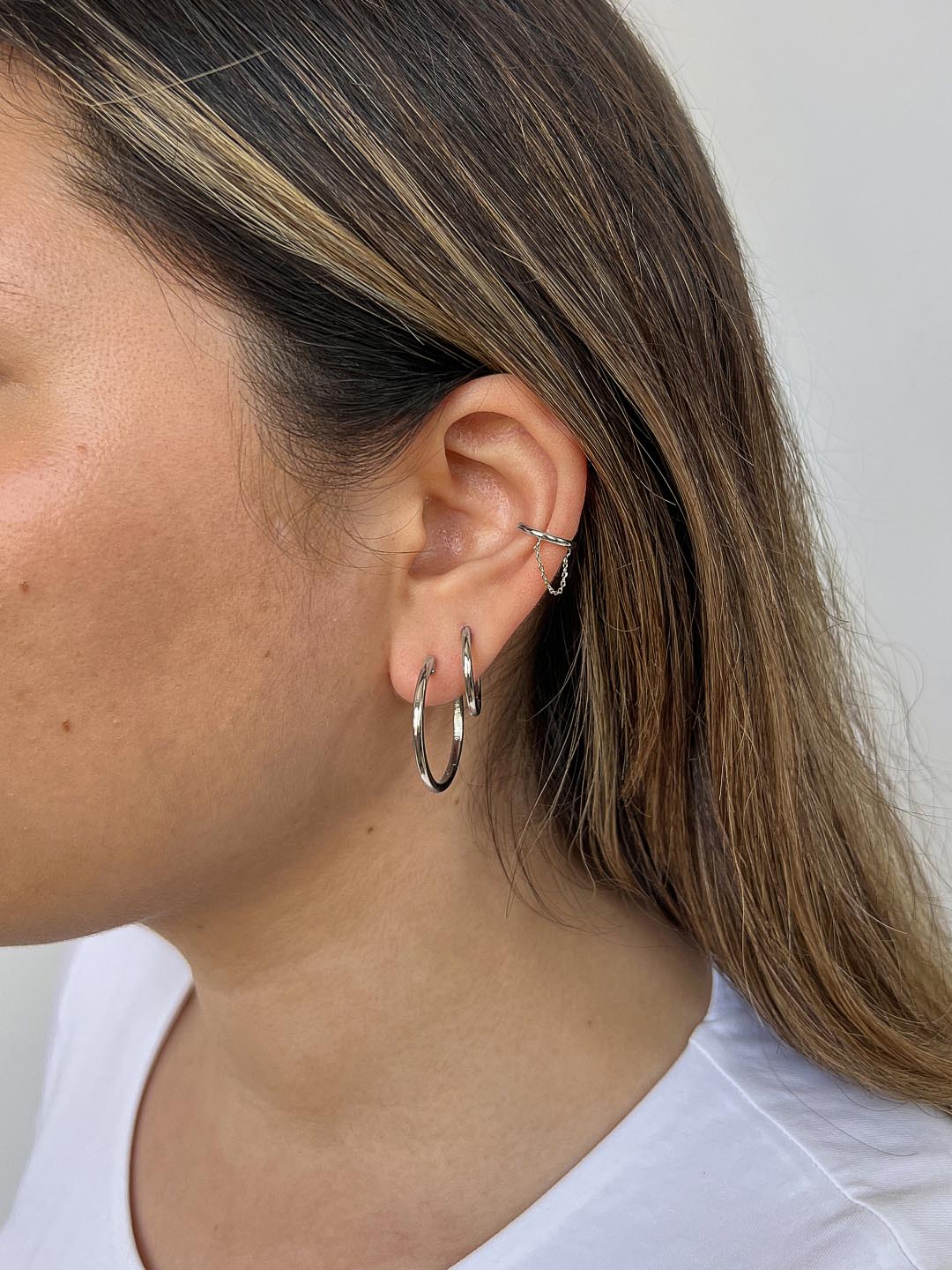 Small Slim Endless Hoops - Lo Small Silver