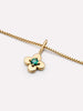 Gold Pendant Necklace - Emerald Flower Charm Necklace