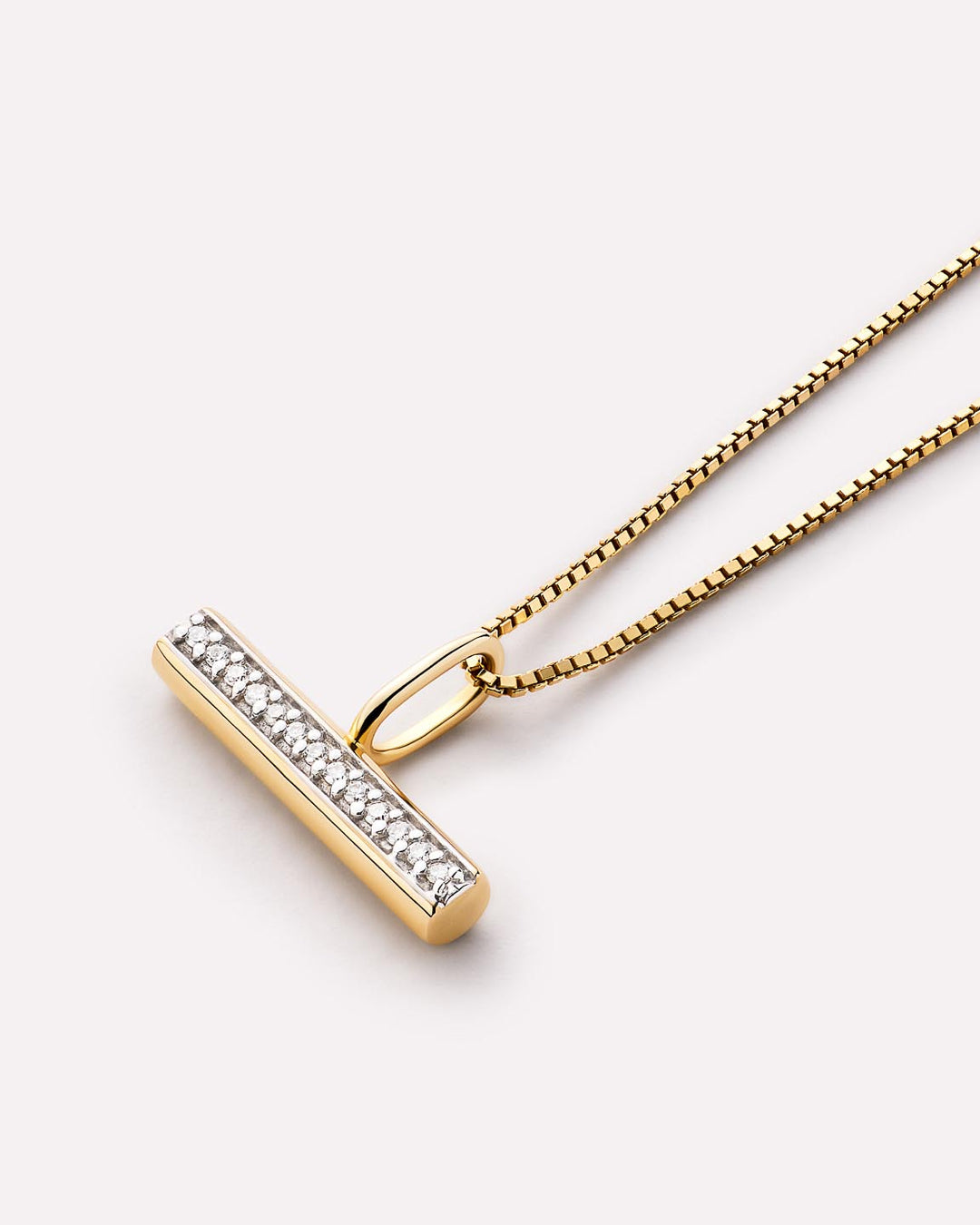 Solid Yellow Gold - Diamond Toggle Charm Necklace