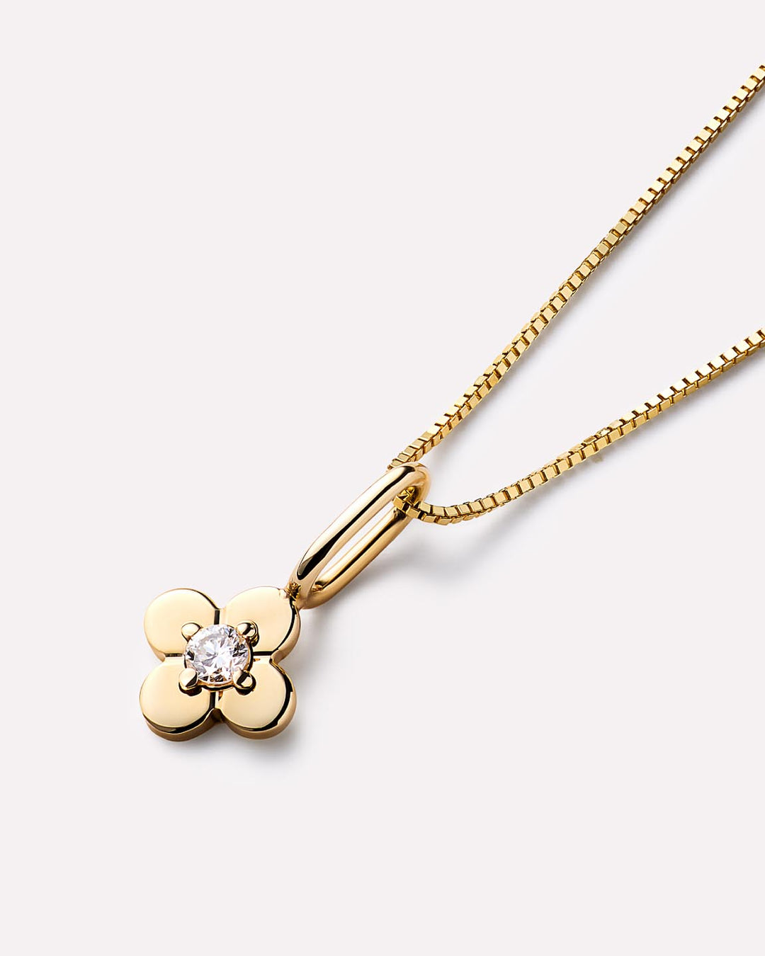 Solid Gold Diamond Solid Bloom Spring Ring Clasp Fine Flower Pendant Necklaces Ana Luisa Diamond Flower Charm Necklace
