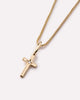 Solid Yellow Gold - Diamond Cross Necklace