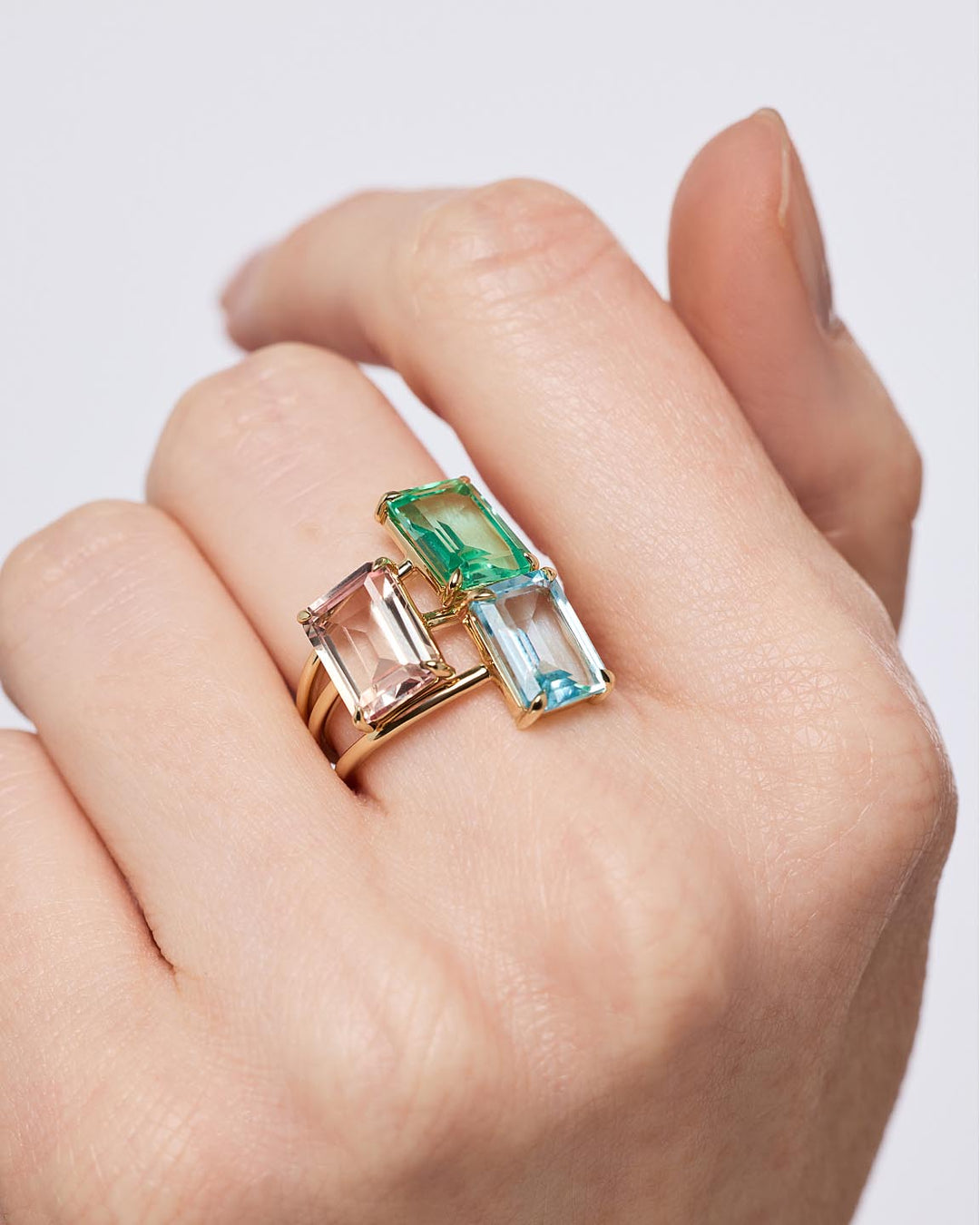 Solid Yellow Gold - Green Sapphire Spritz Ring