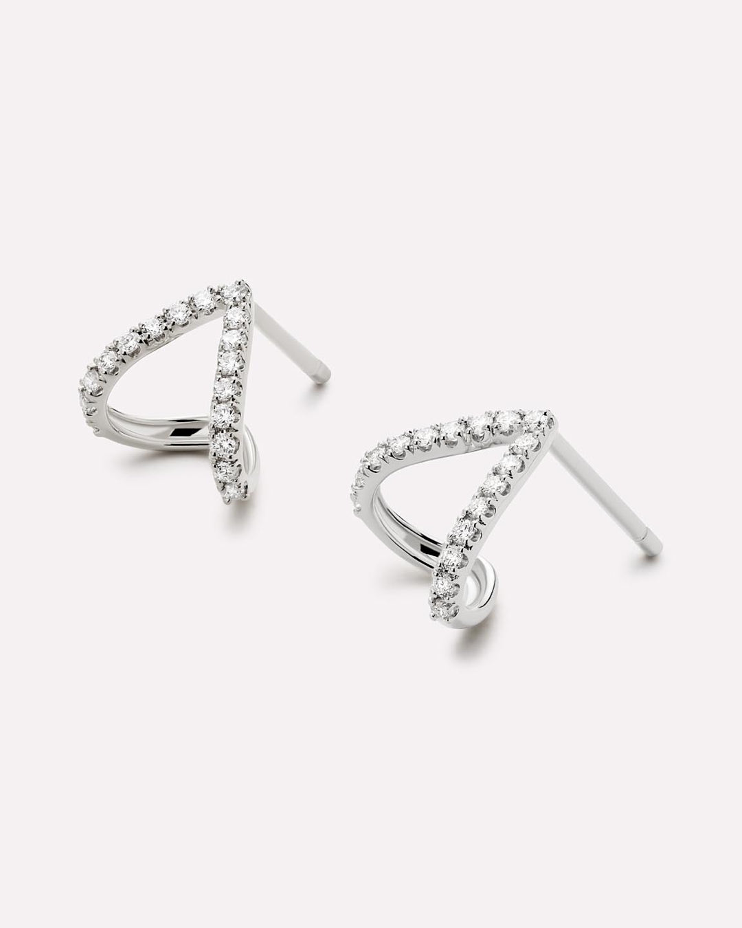 Solid White Gold - Diamond Velora Huggie Studs