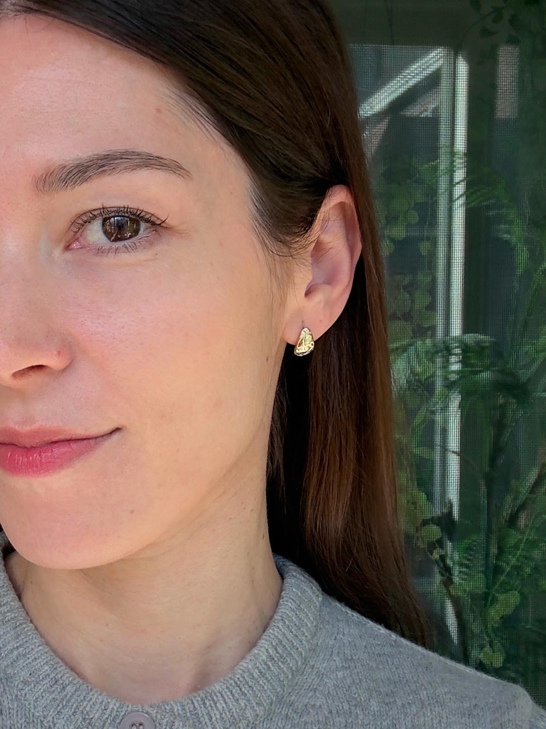 Gold Huggie Hoop Earrings - Sarah Huggie Studs