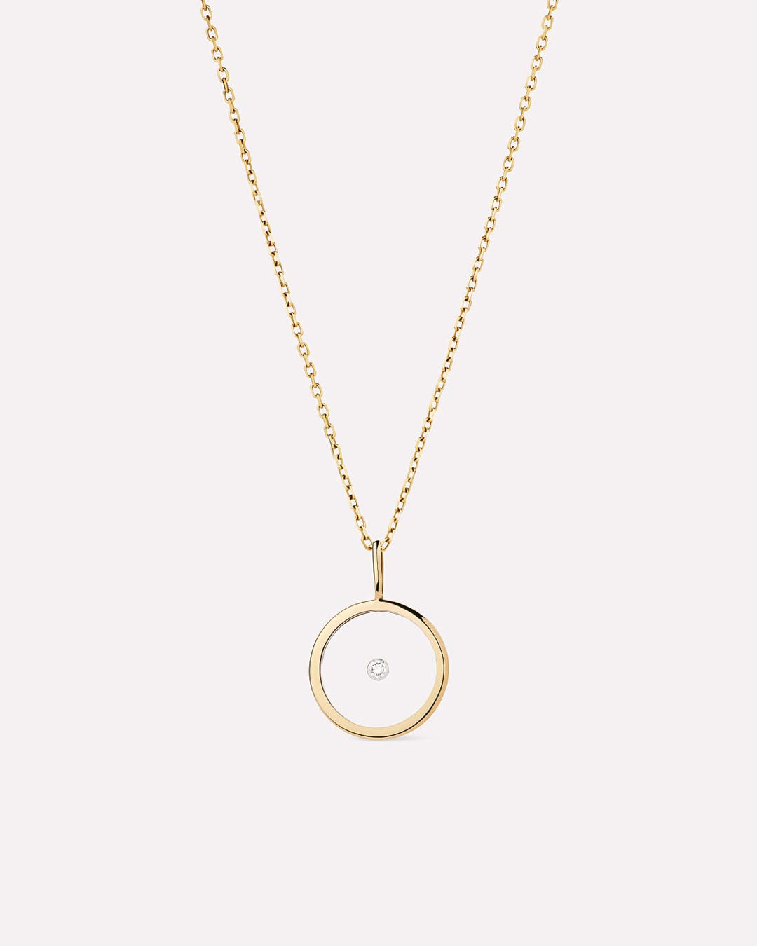 Gold Pendant Necklace - Gold Floating Diamond Large Necklace