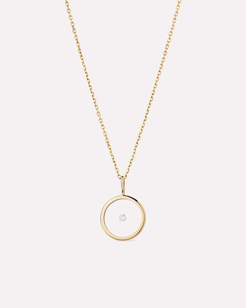 Gold Pendant Necklace - Gold Floating Diamond Large Necklace