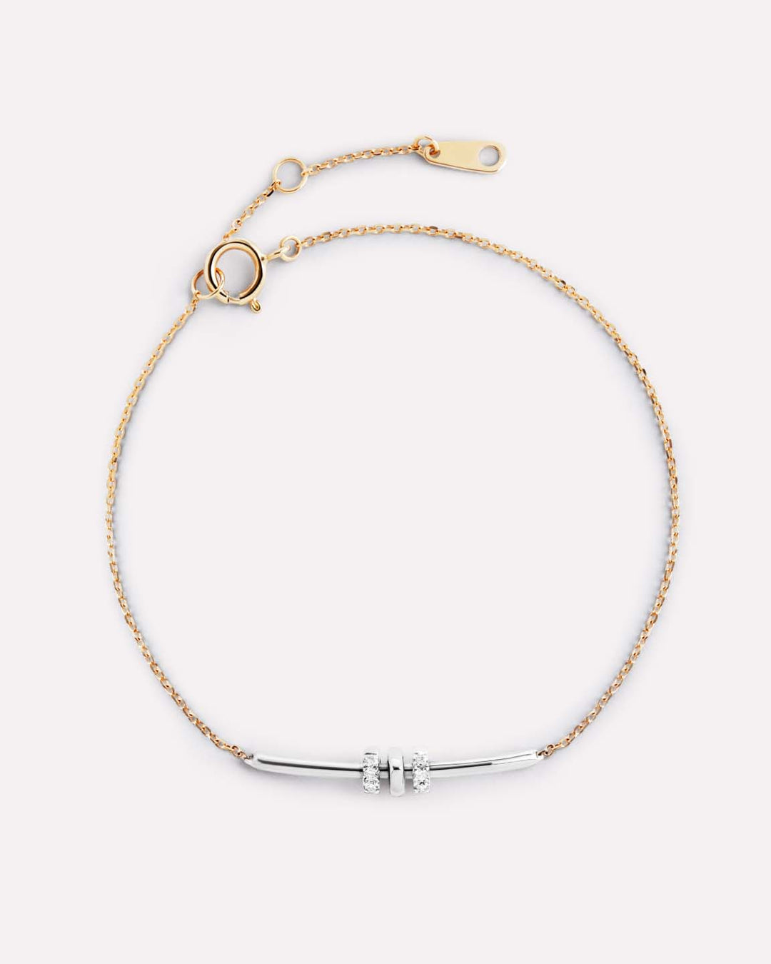 Solid Yellow Gold - Diamond Links Bar Bracelet