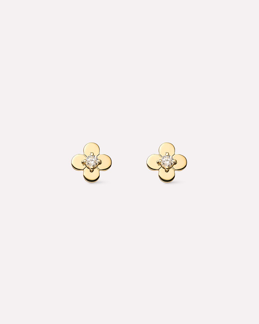 Solid Yellow Gold - Diamond Mini Flower Studs