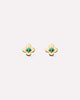 Solid Yellow Gold - Emerald Mini Flower Studs