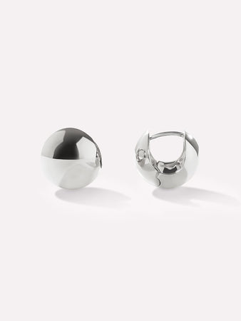 Silver Sphere Hoop Earrings - Mini Abby Silver