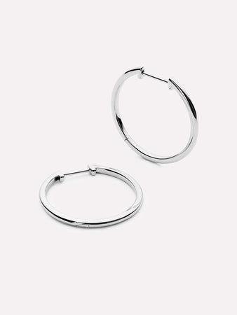 Medium Slim Endless Hoops - Lo Medium Silver