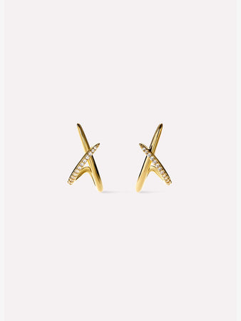 Gold Stud Earrings - Sloane Pave