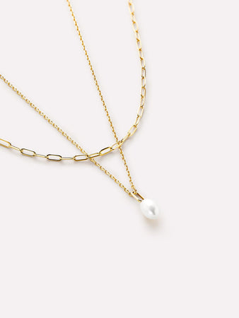 Gold Pearl Necklace - Gold Pearl Layers Set