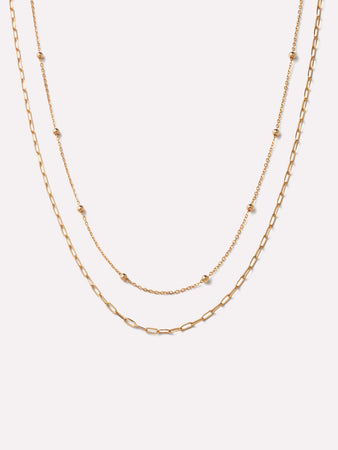 Ana Luisa Jewelry Necklaces Necklace Sets Layered Necklace Gold Paperclip Satelitte Necklace Solid Gold
