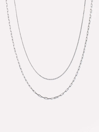 Ana Luisa Jewelry Necklaces Necklace Sets Layered Necklace White Gold Layered Necklace Solid White Gold