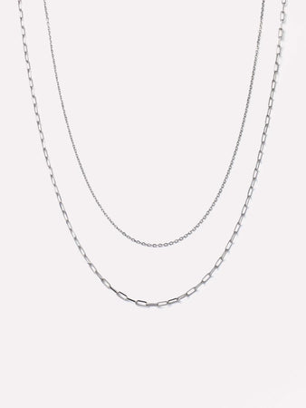 Layered Necklace - White Gold Layered Necklace