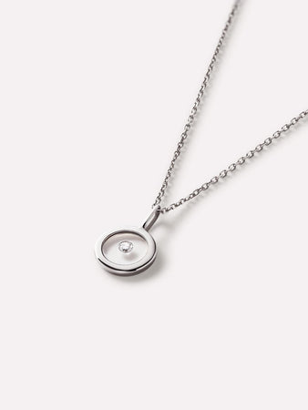 White Gold Necklace - White Gold Floating Diamond Necklace